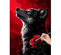 Wolf Paint by Numbers for Adults, DIY Paint by Numbers Flower without Frame, Painting by Number for Adults Beginners, Canvas Kits with Brushes, for Home Wall Decor, Gifts for Women, 90x120cm, -8068