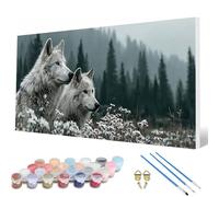Wolf Paint by Numbers for Adults, Paint by Numbers Animals Pattern Design Painting Kits, Acrylic Painting Kit with Brushes Adult Crafts for Room Decor, Wall Art, Gifts 20 x 40 inch -hcw25073N1M2