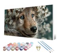 Wolf Paint by Numbers for Adults, Paint by Numbers Animals Pattern Design Painting Kits, Acrylic Painting Kit with Brushes Adult Crafts for Room Decor, Wall Art, Gifts 50 x 120 inch -hcw250727W60