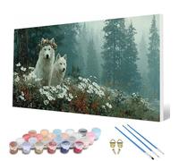 Wolf Paint by Numbers for Adults, Paint by Numbers Forest Pattern Design Painting Kits, Acrylic Painting Kit with Brushes Adult Crafts for Room Decor, Wall Art, Gifts for Women 36 x 72 inch -hcw2507ZF