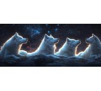 Wolf Paint by Numbers for Adults, Starry Sky DIY Paint by Numbers Kits, Crafts Canvas for Beginners Kit, Acrylic Painting Adult Crafts with Brushes and Acrylic, Winter Decorations Home, 36x16in 2-6534