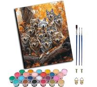 Wolf Paint by Numbers for Adults with Frame, Painting by Numbers for Adults on Canvas Animal, DIY Crafts for Adults Oil Painting Art Kits, Hobbies for Adults Women, Room Decor Gifts 40x55cm Z-9237
