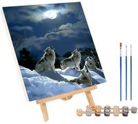 Wolf Paint by Numbers for Adults with Frame, Snow Scene Paint by Numbers, DIY Color Acrylic Pigment Drawing Crafts with Paints and Brushes, Hobbies for Adults Women, Home Wall Decor 16x20in M-2273