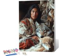 Wolf Paint by Numbers Man Painting by Numbers for Adults Beginner DIY Digital Painting Hobbies for Adults Women with 3 Brush and Acrylic Paints Kit for Home Decor, Gifts 40 x 50 cm -zjn2604HR