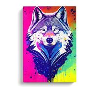 Wolf Paint Drips No.5 Abstract Blue, Pink, Grey Canvas Print for Living Room Bedroom Home Office Décor, Wall Art Picture Ready to Hang, 30x20 Inch (76x50 cm)