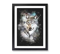 Wolf Paint Splash Modern Framed Print | A4 Black Framed Wall Art | Ready to Hang | Modern Animal Picture | Living Room Bedroom Lounge Office