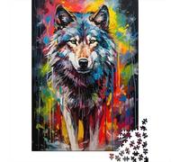 Wolf Painting 1000-Piece Puzzle for Adults, 52x38cm/1000pcs, A Weekend Activity at Your Own Pace; White Card Pieces with Reduced Dust