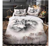 Wolf Pair Art Duvet Cover 3D Design Printed Luxury 3 Pieces Bedding Set Zipper Quilt Cover Super Soft Durable for Teens Kids Girls Boys Women Adults Youth Super king（260x220cm）