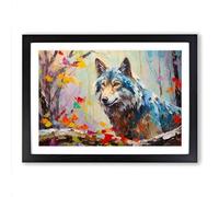 Wolf Palette Knife Framed Print | A2 Black Framed Wall Art | Ready to Hang | Modern Animal Picture | Living Room Bedroom Lounge Office
