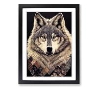 Wolf Patchwork Vol.1 Framed Wall Art Print, Ready to Hang Picture for Living Room Bedroom Home Office, Black A2 (48 x 66 cm)