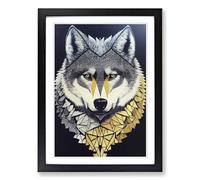 Wolf Patchwork Vol.2 Framed Print | A2 Black Framed Wall Art | Ready to Hang | Modern Animal Picture | Living Room Bedroom Lounge Office