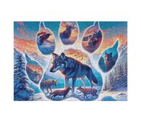 Wolf Paw Print 300 Piece Jigsaw Puzzle for Adults Luminous Enchanted Beasts Vacation Souvenir Memory Keepsake No Dust Pieces Great Gift for Travelers 300 PCS