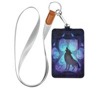 Wolf Paws Galaxy Wild Lone Cruise Essentials Work Badge Holder for Women with Lanyard Card Holder case for Ship Cards Travel & Vacation