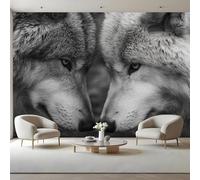 Wolf Peel and Stick Wall Mural Wild Animal Theme Canvas Removable Wallpaper,Self-Adhesive Premium Fabric Textured Wall Stickers Decor for Lounge Bedroom 250x175 cm