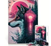Wolf Pink Splash Jigsaw Puzzles for Teenagers 1000 Focus Ability Relaxed Leisure Interlock Well Best Gift (50x75cm)