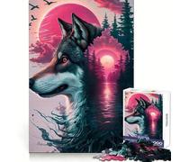 Wolf Pink Splash Jigsaw Puzzles for Teenagers 1000 Pieces Brain Wellness Mind Calming Fun Perfect Lock (38x26cm)