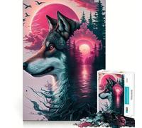 Wolf Pink Splash Puzzles for Adults 1000 Pieces Focus Boost Fun Uniform Size Precise Pieces Bonding Activity for Loved Ones (50x75cm)