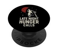 Wolf Pizza Moon Late Night Hunger Graphic PopSockets Adhesive PopGrip