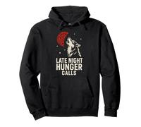 Wolf Pizza Moon Late Night Hunger Graphic Pullover Hoodie