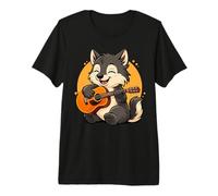 Wolf Playing Guitar Graphic Wolf Boys Girls Guitar Lover Premium T-Shirt