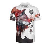 Wolf Polo Shirts for Men Women - Mens Polo Shirts Short Sleeve 3D Print Wild Animal Funny Golf Polo Dry Fit Set 19