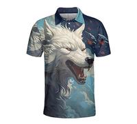 Wolf Polo Shirts for Men Women - Mens Polo Shirts Short Sleeve 3D Print Wild Animal Funny Golf Polo Dry Fit Set 19