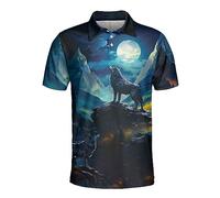 Wolf Polo Shirts for Men Women - Mens Polo Shirts Short Sleeve 3D Print Wild Animal Funny Golf Polo Dry Fit Set 19