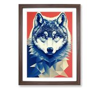 Wolf Polygon Framed Wall Art Print A2 Walnut