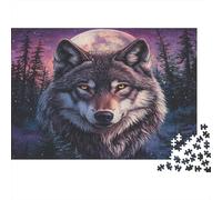 Wolf Portrait-Fantasy Forest Night Art 1000pc Jigsaw with Perfect Snap Fit Colourful Jigsaws for An After-school Puzzle Activity for Children And Parents 52x38cm/1000pcs