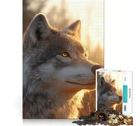 Wolf Portrait in Golden Light Adult Jigsaw1000 Pieces Cognitive Train Game Tight Interlock No Gaps Calming Mental Break Activity (38x52cm)