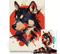 Wolf Portrait in Red 1000 Piece Puzzle For Teenagers Mind Skill Play Laser Cut for Flawless Fit Relaxing Indoor Group Activity (50x75cm)