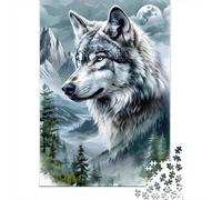Wolf Portrait Mountain Sturdy Paper Family 1000 Piece Jigsaw, Brain Training Game, Birthday Party Activity, 38x26cm/1000pcs