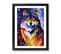 Wolf Portrait No.1 Framed Print | A2 Black Framed Wall Art | Ready to Hang | Modern Animal Picture | Living Room Bedroom Lounge Office