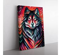Wolf Portrait No.2 Canvas Print for Living Room Bedroom Home Office Décor, Wall Art Picture Ready to Hang, 76x50 cm (30x20 Inch) CAN3020-V1022-CK-5279