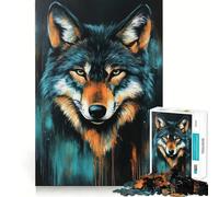 Wolf Portrait Painting Jigsaw for Adults1000 Pieces Mind Boost Game Seamless Fit Precise Pieces Relaxing Indoor Group Activity (50x75cm)