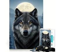 Wolf Portrait Under Moonlight Adult Jigsaw1000 Pieces Cognitive Boost Game No Gap Tight Fitting Design Birthday Gift Brain Teaser Toy (38x26cm)
