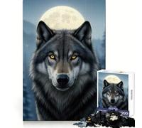 Wolf Portrait Under Moonlight for Adults 1000 Piece Jigsaw Puzzle Mental Exercise Serene Escape Snug Lock (38x52cm)