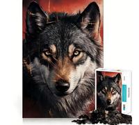 Wolf Portrait with Golden Accents 1000 Piece Jigsaw Brain Skill Game High Precision Die Cut Fascinating Hobby for Idle Moments (38x26cm)