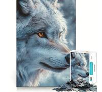 Wolf Portrait with Intense Gaze 1000 Pieces Puzzles for Adults Mind Exercise Play Precision Cut Smooth Edges Relaxing Indoor Group Activity (38x26cm)
