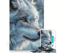 Wolf Portrait with Intense Gaze Adult Jigsaw1000 Pieces Cognitive Train Game Tight Interlock No Gaps Calming Mental Break Activity (38x52cm)
