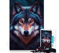 Wolf Portrait with Splashes Puzzles for Adults 1000 Pieces Mental Boost Play Neat Cut Perfect Alignment Bonding Activity for Loved Ones (38x26cm)