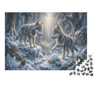 Wolf Premium 1000 Pieces Thick Cardboard Puzzle Winter Forest for Older Children 12+ Anxiety Relief Indoor Activity 70x50cm/1000pcs