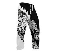 Wolf Print Trousers Men's with Viking Motif Jogging Bottoms Men Hip Hop Y2k Nordic Mythology Sweatpants Thermal Trousers Pump Trousers Outdoor Trousers Running Trousers Harem Trousers Medieval Winter
