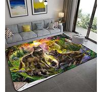Wolf Printing Large Area Rug for Living Room Bedroom Modern Home Decoration Non-slip Flannel Kids Room Play Floor Mat Non-slip Rug,Forest Snow Night Sky Moon Wolves Pattern (Brown,120x180 cm)