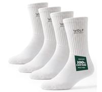 Wolf Project Athletic Socks For Men, Medium Cut, Sports or Casual (Pack of 4 pairs), White, 9-13 UK