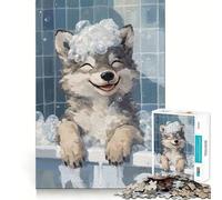 Wolf Pup Bath Time Jigsaw 1000 Pieces for Adults Memory Fun Game Expert Cutting Craftsmanship Relaxing Indoor Group Activity (50x75cm)