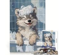 Wolf Pup Bath Time Jigsaw Puzzles for Adults 1000 Piece Mental Exercise Mindful Leisure Snug Lock (50x75cm)