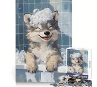 Wolf Pup Bath Time Puzzles for Teenagers 1000 Piece Logic Practice Calm Downtime Clean Edges Ideal Present (38x52cm)