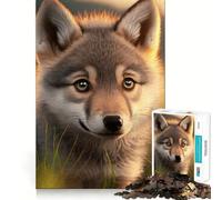 Wolf Pup In Sunset Light 1000 Piece Teenager Puzzles Cognitive Train Game Zero Gap Compact Fun for Family Game Time (50x75cm)