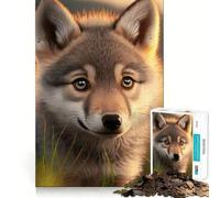 Wolf Pup In Sunset Light Jigsaws 1000 Pieces for Adults Memory Boost Game Professional Grade Cutting Heartwarming Gathering Activity (38x26cm)